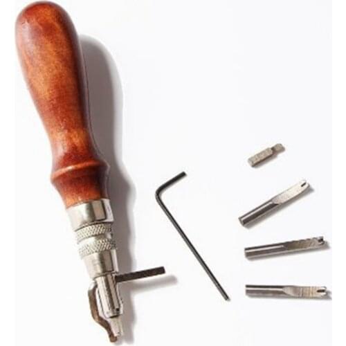 New 5 in 1 Leather Craft Edge Press Kit Adjustable Stitching and Groover Crease Leather Stitching Tool Sewing Tools Accessories