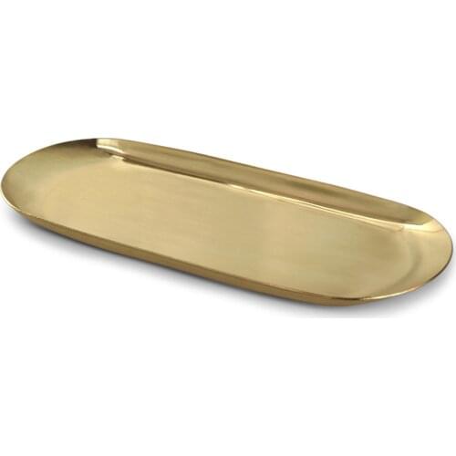 Stainless Steel Oval Tray 23X9.5x1cm Multi-color Metal Serving Tray for Food Aromatherapy Candle Tool Bathroom Kitchen C1