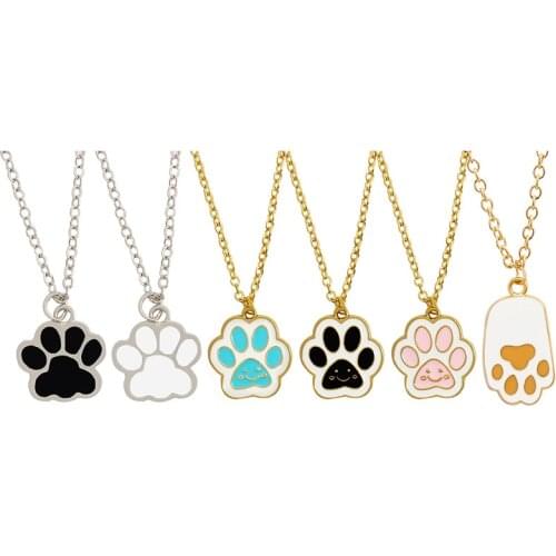 Dogs paw Cats paw Necklace For Women Animal Pet Cat Silver Color Gold Choker Necklace Pendant Footprints Jewelry Wholesale