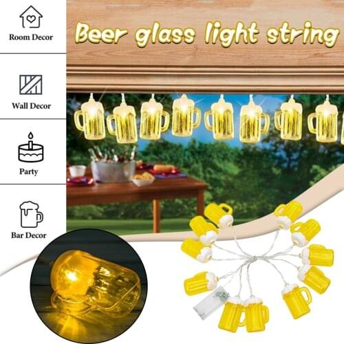 10 Beer Mug Led Light String Long Bright Creative Beer Mug Light String Hanging Lights String Backyard Porch Bistro Party