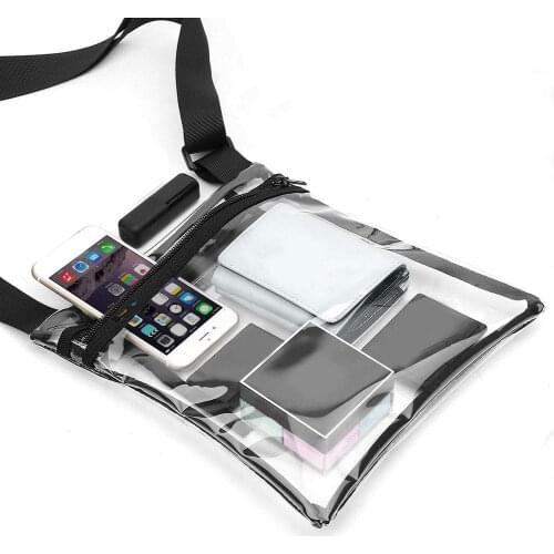 Causual PVC Transparent Clear Fashion Women Transparent Zipper Adjustable Crossbody Shoulder Bag Phone Pouch