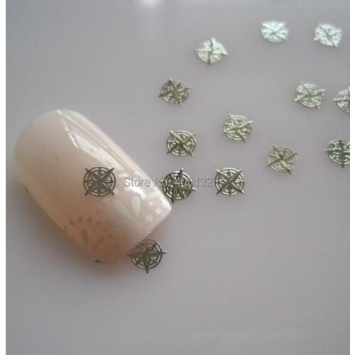 Approx. 1000pcs/bag Metal Sea Series Silver Compass Design Non-adhesive Metal Slices Nail Art Decoration MS-316-1
