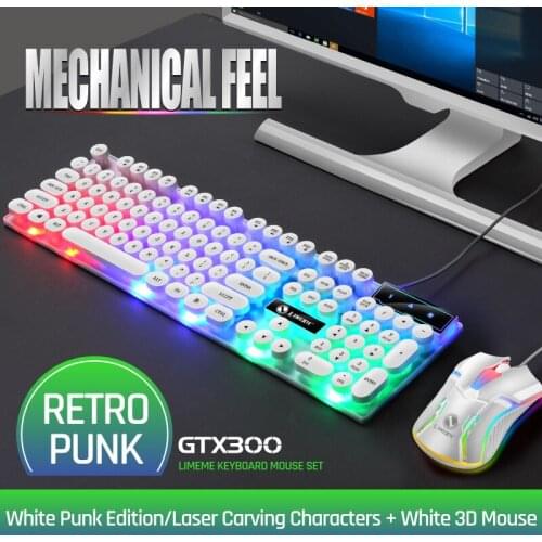 Keyboardand mouse setUSB wired mouse and keyboard retro round keycap, waterproof, plug and play, games, home, office, gameplayer