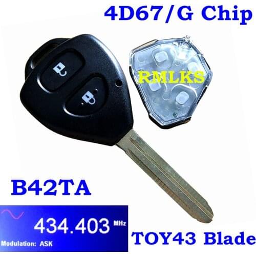 FOR TOYOTA HILUX VIGO MK6 SR5 2 BUTTON REMOTE 4D67 CHIP KEY KEYLESS ENTRY TRANSMITTER FOB G CHIP B42TA