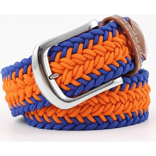 2021 new arrived Elastic Canvas Belts for Women Knitted Buckle Adjustable Belt Male Canvas Belts for Jeans 9 Colors BL563