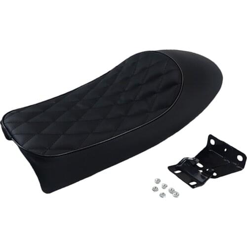 Retro Motorcycle Cafe Racer Seat Hump Brat Style Vintage Saddle Cushion Replacement for Honda CB CL Motorbikes, Black