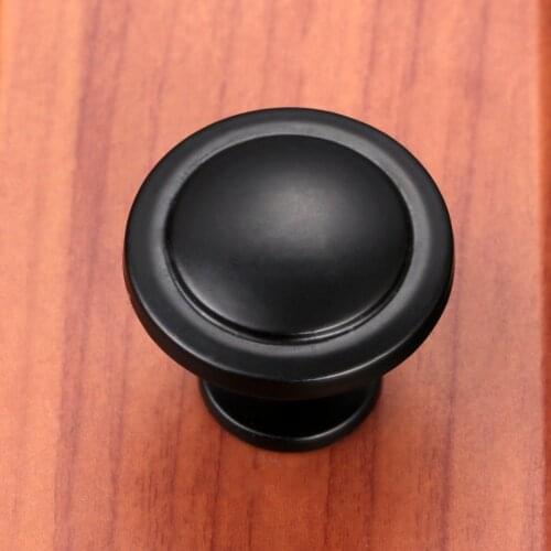 DRELD Black Furniture Handle Alloy Round Door Pull Knob Drawer Cabinet Cupboard Vintage Furniture Kitchen Handle 31*27mm