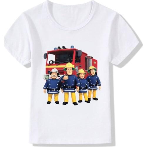 Fireman Sam Clothes Firefighter Design Kids T Shirt Boys/Girls Great Kawaii Short Sleeve Tops Childrens Funny T-Shirt