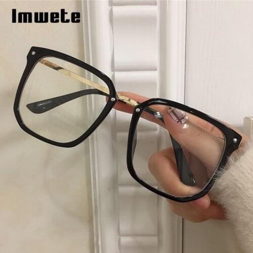 Imwete Vintage Womens Glasses Frame Men Block Blue Light Computer Eyeglasses Transparent Square Optical Spectacles