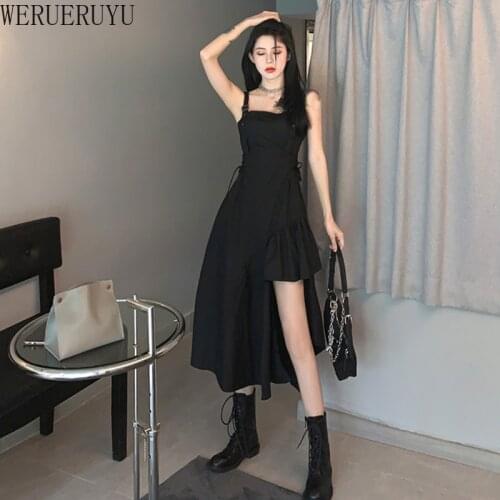 WERUERUYU Summer Sleeveless Slit Sexy Maxi Long Dresses Women Fashion Party Elegant Outfits Pure Clothing Suspender
