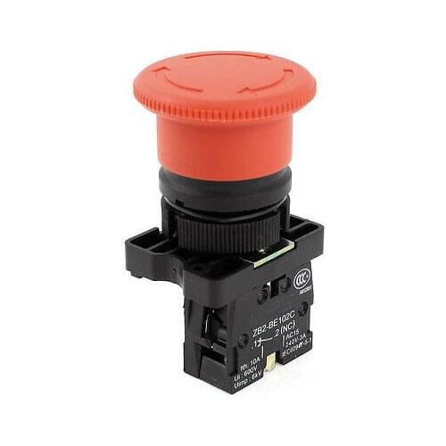 ZB2-BE102C Emergency Stop Latching Red Sign Push Button Switch NC SPST 240V 3A
