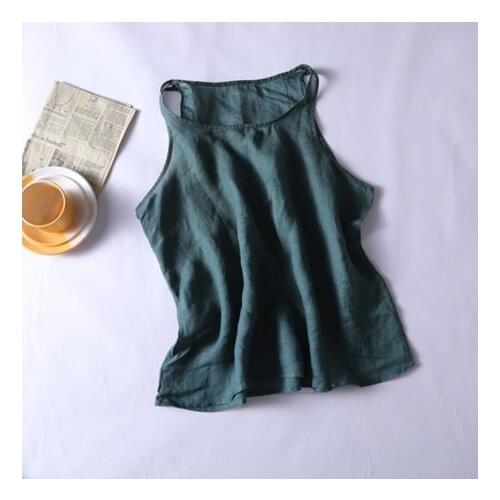 Summer Women Camis 21New Sexy Solid Color Loose Twill Sleeveless Female Wild Within Linen Tops Fashion