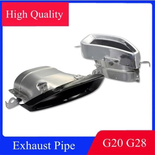 1 Set/ 2 PCS Silver/ Black Stainless Steel Square Exhaust Pipe For BMW 3 Series G20 G28 325i M340i 2019-2020 Car Styling
