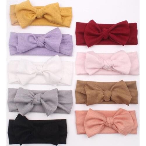 1PC Retail 2020 New Solid Waffle Hair Bow Elastic Nylon Headband DIY Elastic Hairbands Spring Photo Pro Hair Accessories