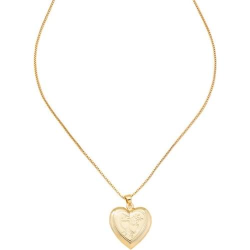 2021 Ins Gold Chain Love Heart Locket Piercing Pendant Choker Necklace Korean Fashion Jewelry