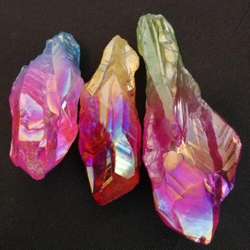3pcs New Various Crystal Quartz Electroplated Point Mineral Specimen Aura Plated Stones Tower Decoration Gift Healing