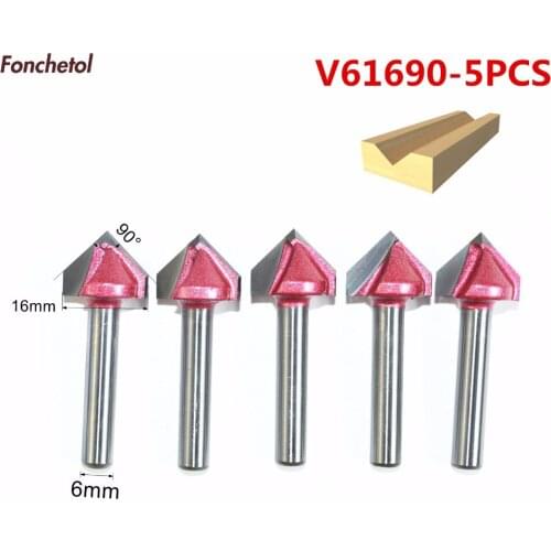 6mm*90degree*16mm-5pcs,CNC Tungsten 3D V bit,CNC machine tool,PVC,MDF,Acrylic,Carbide end mill,woodworking insert router bit