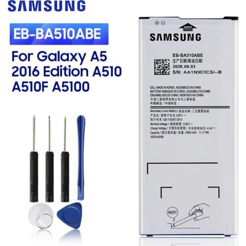 SAMSUNUG Original Replacement Battery EB-BA510ABE For Samsung Galaxy A5 2016 Edition A510 A510F A5100 EB-BA510ABA 2900mAh