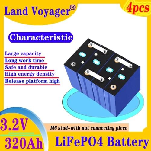 4PCS Land Voyager 3.2V 320AH 310ah Battery Cell With Connecting Piece Link 12V Battery Pack Durable Power Foot Energy Storage