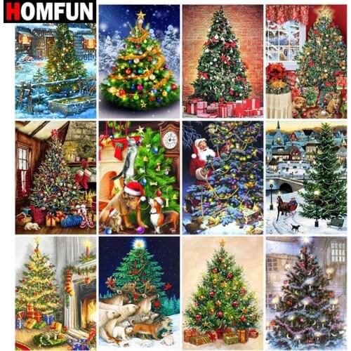 HOMFUN Full Square/Round Drill 5D DIY Diamond Painting "Christmas tree gift" Embroidery Cross Stitch 5D Home Decor Gift
