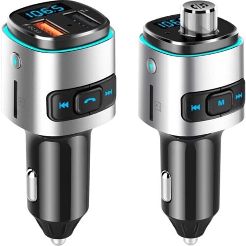 Bluetooth 4.2 Car FM Transmitter MP3 Player Hands-free Dual USB QC3.0 Car Charger Suitable For All Kinds Of Mobile Phones