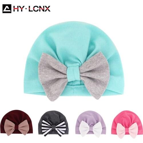 Bohemian Baby Beanie Hat for Girls Childrens Bonnet Hats Top Knot Bow Newborn Hat Kids Turban New Born Photography Props Cap