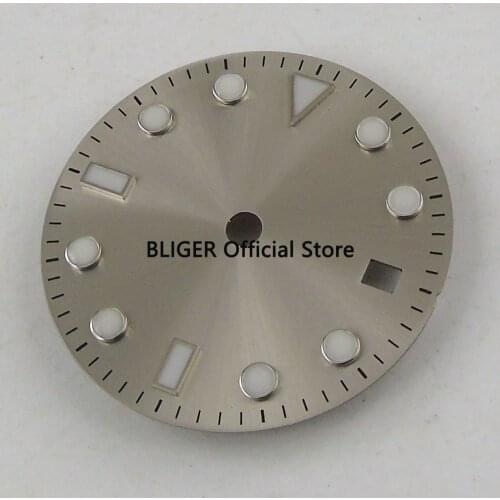 Classic 28.5mm Grey Sterile Date Window Luminous Marks Watch Dial Fit For Miyota 8215 Mingzhu 2813 3804 Automatic Movement