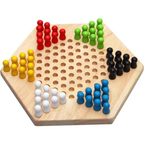 Wood Chinese Checkers Jumping Chess Board Game Children Kids Developmental Toy