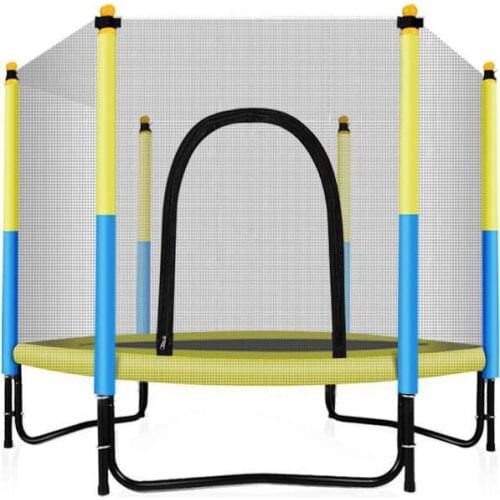 60 Inch Round Kids Mini Trampoline Enclosure Net Pad Rebounder Outdoor Exercise Home Toys Jumping Bed Max Load 250KG PP Alloy XJ