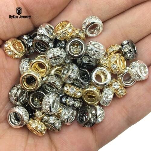 DHL Free 1000pcs Silver Golden Round Crystal Bead Spacer Big hole Bead Spacer Murano Czech Bead Charm Fit For Bracelet