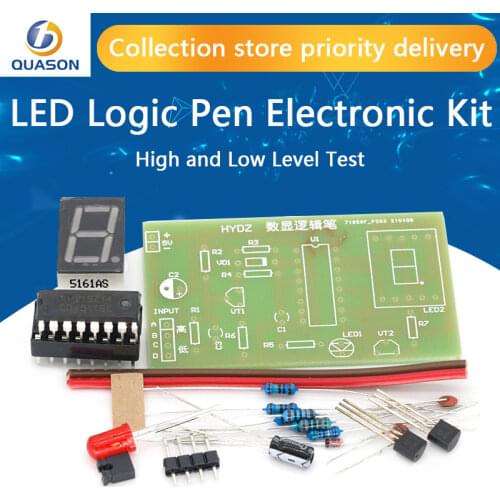DIY LED pcb Digital Display LED Logic Pen Electronic Kit High and Low Level Test Circuit Soldering Practice Board Kit