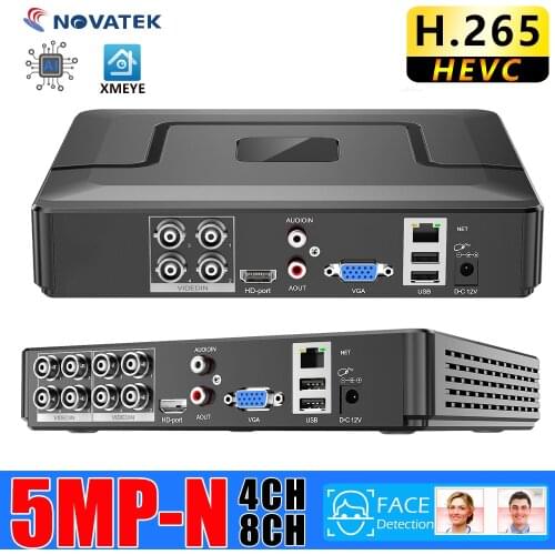 WIn10 Interface 5mp-n Surveillance Camera H.265+ Xmeye 8 Channel 4CH 8CH 6 in 1 WIFI Hybrid CVI TVi NVR AHD CVBS CCTV DVR