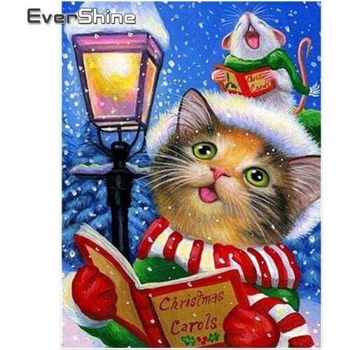 Evershine 5D DIY Diamond Mosaic Cartoon Full Square Diamond Painting Cat Pictures Of Rhinestones Cross Stitch Children Gift