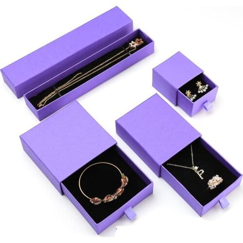 Purple Drawer Jewelry Box Necklace Earrings Gift Packaging Carton Jewelry Box Jewelry Organizer Display Wedding Jewelry Box