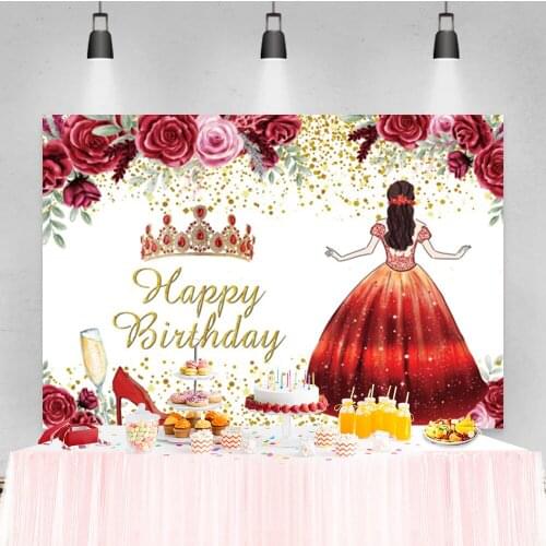 Laeacco Princess Birthday Flower Wall Castle Customization Photo Photography Background Photographic Backdrop For Photo Studio