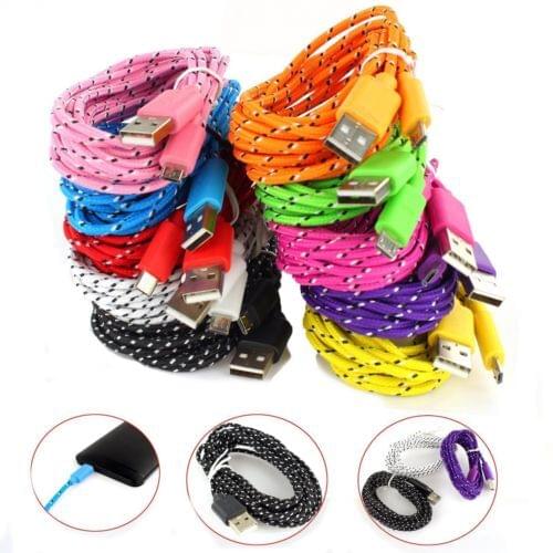 3FT Braided Micro USB Cable Data Sync Charger Cord For Android Phones