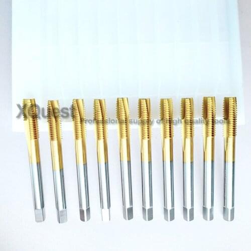 10pcs TIN HSS Metric thread Machine Spiral Point tap m2 m2.5 m3 m4 m5 m6 m8 m10 Right Hand spiral pointed taps straight tap