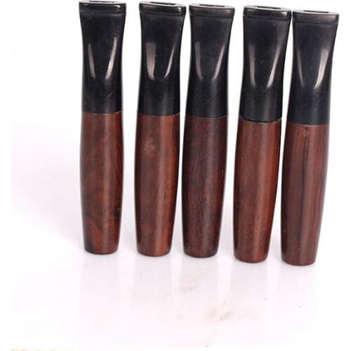 Ebony Wooden Smoke Mouthpieces Pipe Smoke Double Filter Heathy Wooden Patterns Ciggarette Holder For Smoking Accessories