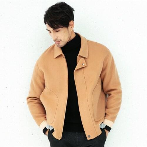 Wool Trend Coat Mens 2020 Autumn Winter New Lapel Pure Handmade Double-Sided Woolen Coat Wide Version Wool Jacket Coat