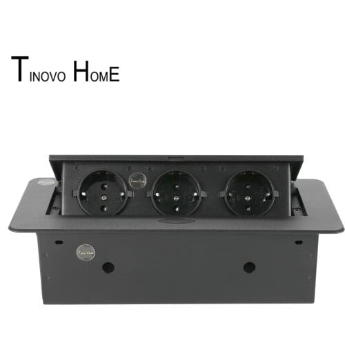 Slow bounce desktop socket / 3-position European standard socket / zinc alloy panel Steel Box / outlet socket / EU PLUG socket