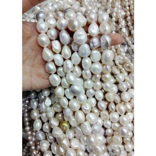 Natural Freshwater Colors Huge Pearl 12x13mm Bright Baroque Pearl 36cm Strand Loose Beads women Jewelry