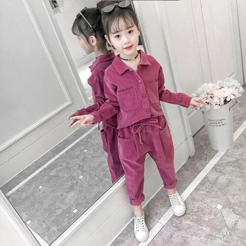 Girls Clothing Solid Shirt & Pants Suits For Teen Girls Straight Waist Girls Clothes Set Spring Fashion Fall Clothes Sets