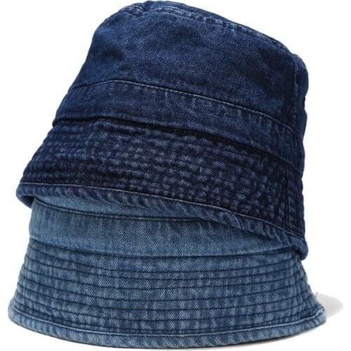 2021 New Foldable Fisherman Hat Washed Denim Bucket Hats Fashion Bob Caps Hip Hop Gorros Women Panama Outdoor Bucket Cap Travel