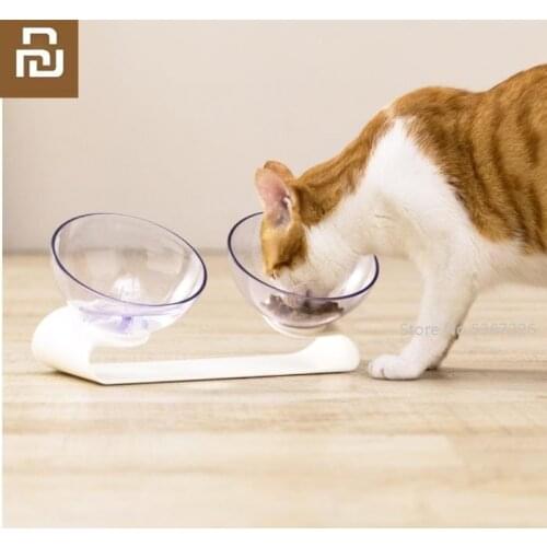 Youpin ABS plastic durable Non-slip Cat Double Bowls With Raised Stand Pet Food Water Bowls For Cats Dogs Feeders