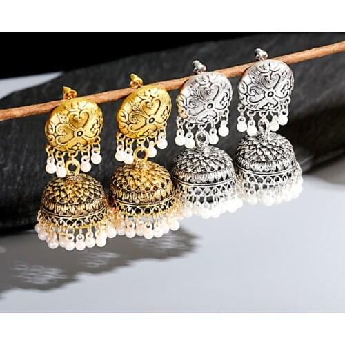 Pendientes Charms Heart Jhumka Earrings For Women Indian Jewelry Accessories Kolczyki Earring Trendy Wedding Ear rings
