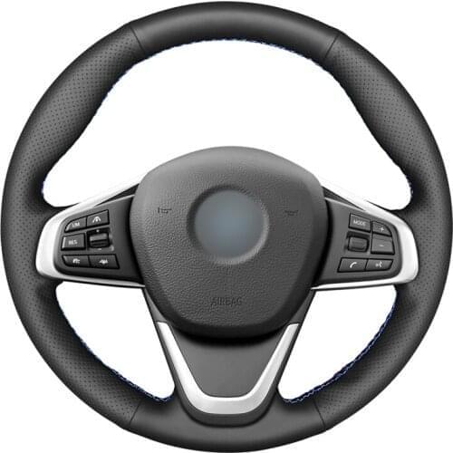 Hand-stitched Black PU Faux Leather Custom Car Steering Wheel Cover for BMW F45 F46 X1 F48 2015 2016 2017 2018 2019 X2 F39