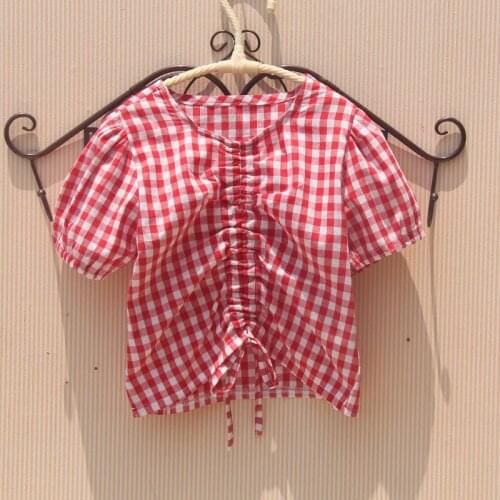2020 Summer Girls Tops Mommy And Me Clothes Cotton Child Shirts Kids Children Clothes Short Sleeve Plaid Blouse Teens 6 8 10 12