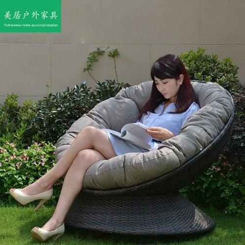 Outdoor lazy rattan makes up sofa combination circle swivel chair courtyard balcony garden tea table single person