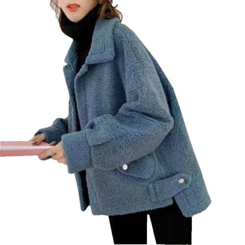 Lamb hair coat womens winter 2020 new autumn and winter wild short paragraph thick small wool lambs granules fur one body coats