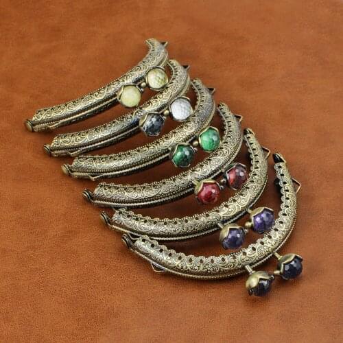 10Pcs 8.5CM 6 Colors Lotus Gem Kiss Clasp Lock For Bag Semicircle Embossing Lace Metal Bag Frame Cute Purse Accessories